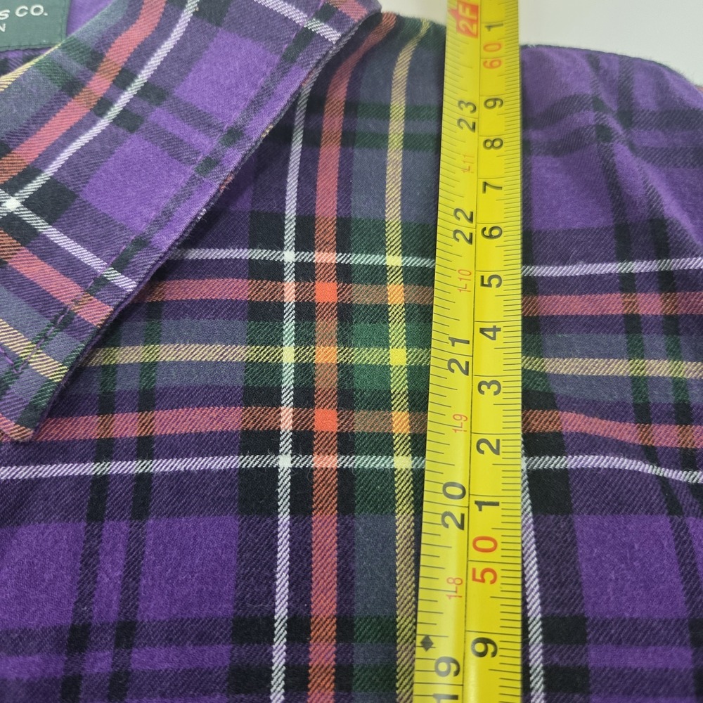 LRL Jeans Co Ralph Lauren Women PM Shirt-Cotton Purple Plaid Button Up Top - Picture 8 of 13